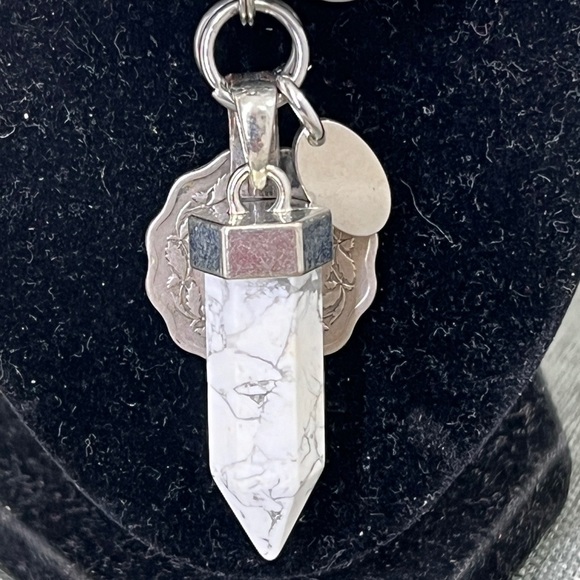 Unisex Howlite Gemstone Bracelet With Howlite Pendent and Silver Coin W/ Charm. - Picture 3 of 12